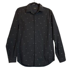 Theory Unisex button down shirt Black with gold embroidered Size S